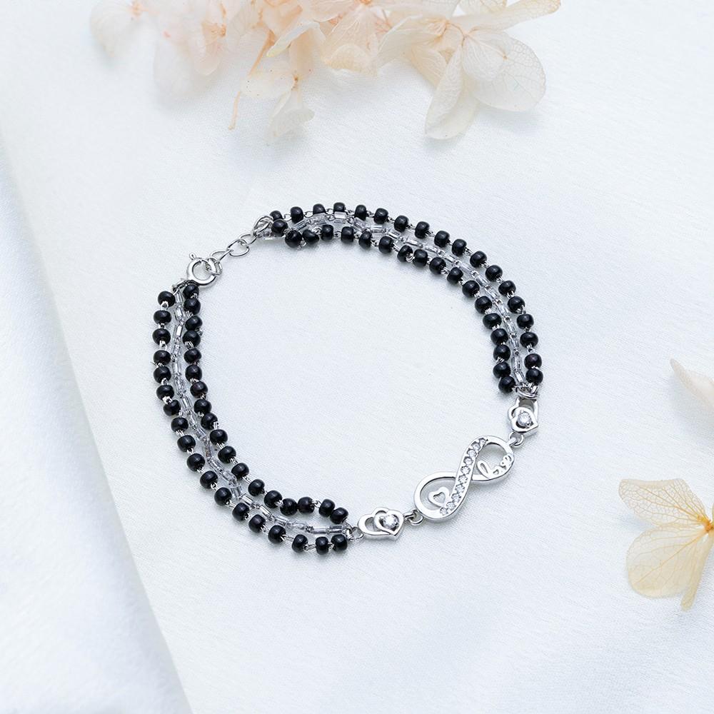 Reegalia Sterling Silver Infinity Mangalsutra Bracelet.
