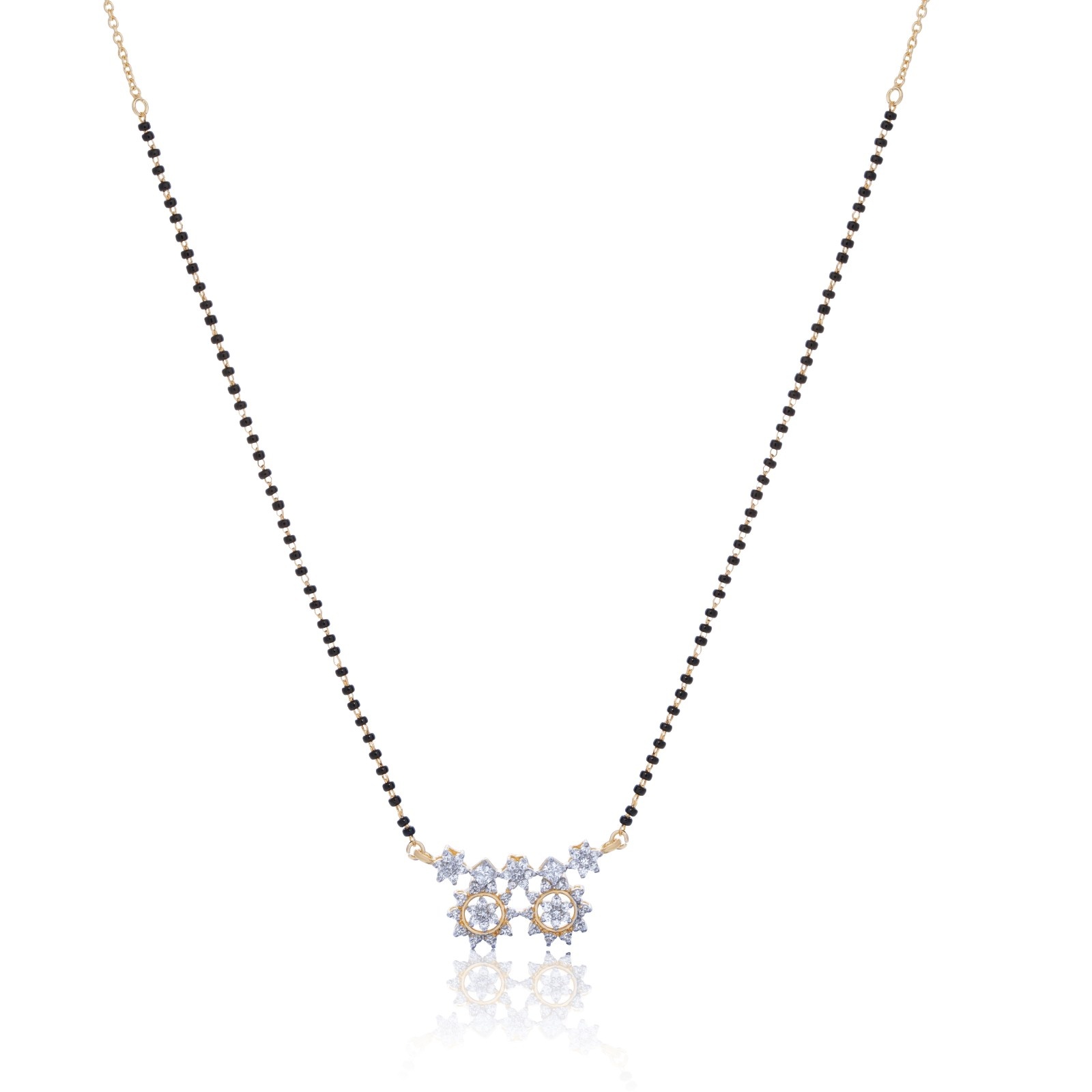 925 Sterling Silver Gold-Plated Floral Mangalsutra Set with CZ Stones