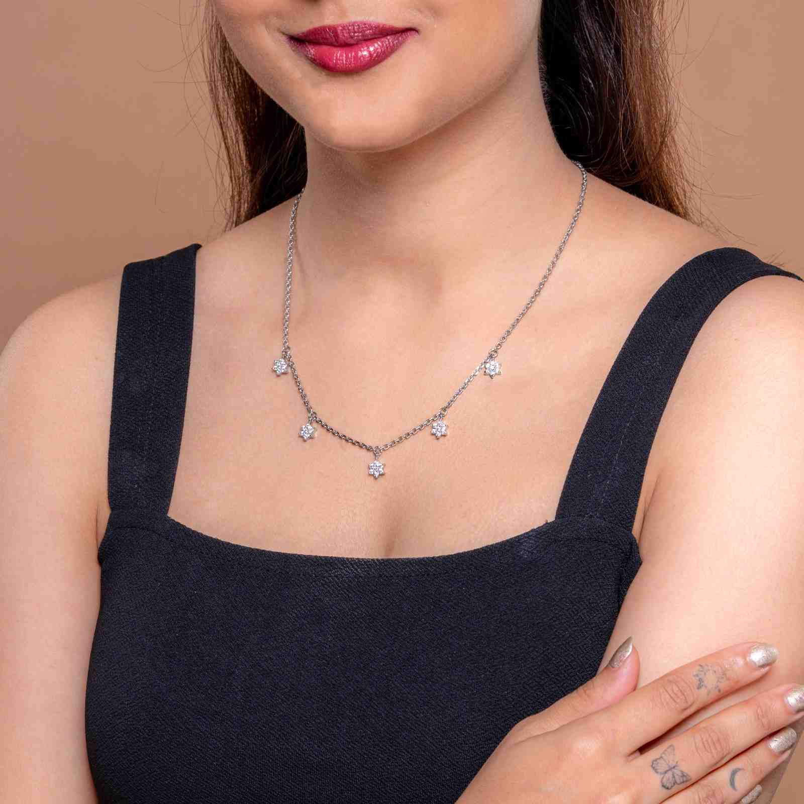 925 Sterling Silver Star Cluster Necklace