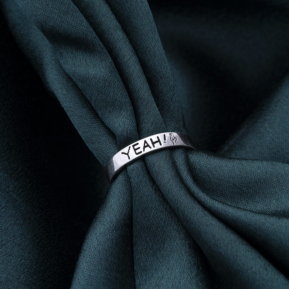 Reegalia “YEAH!” 925 Sterling Silver Adjustable  Statement Ring