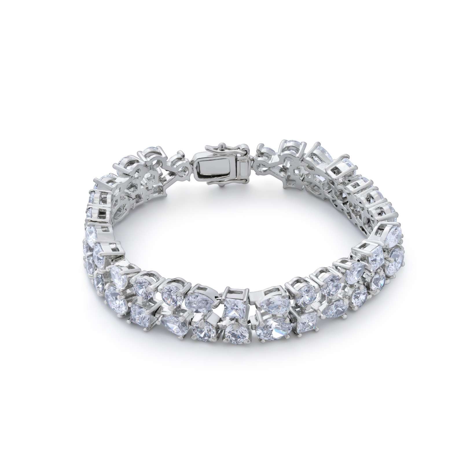 925 Sterling Silver Double Row CZ Tennis Bracelet