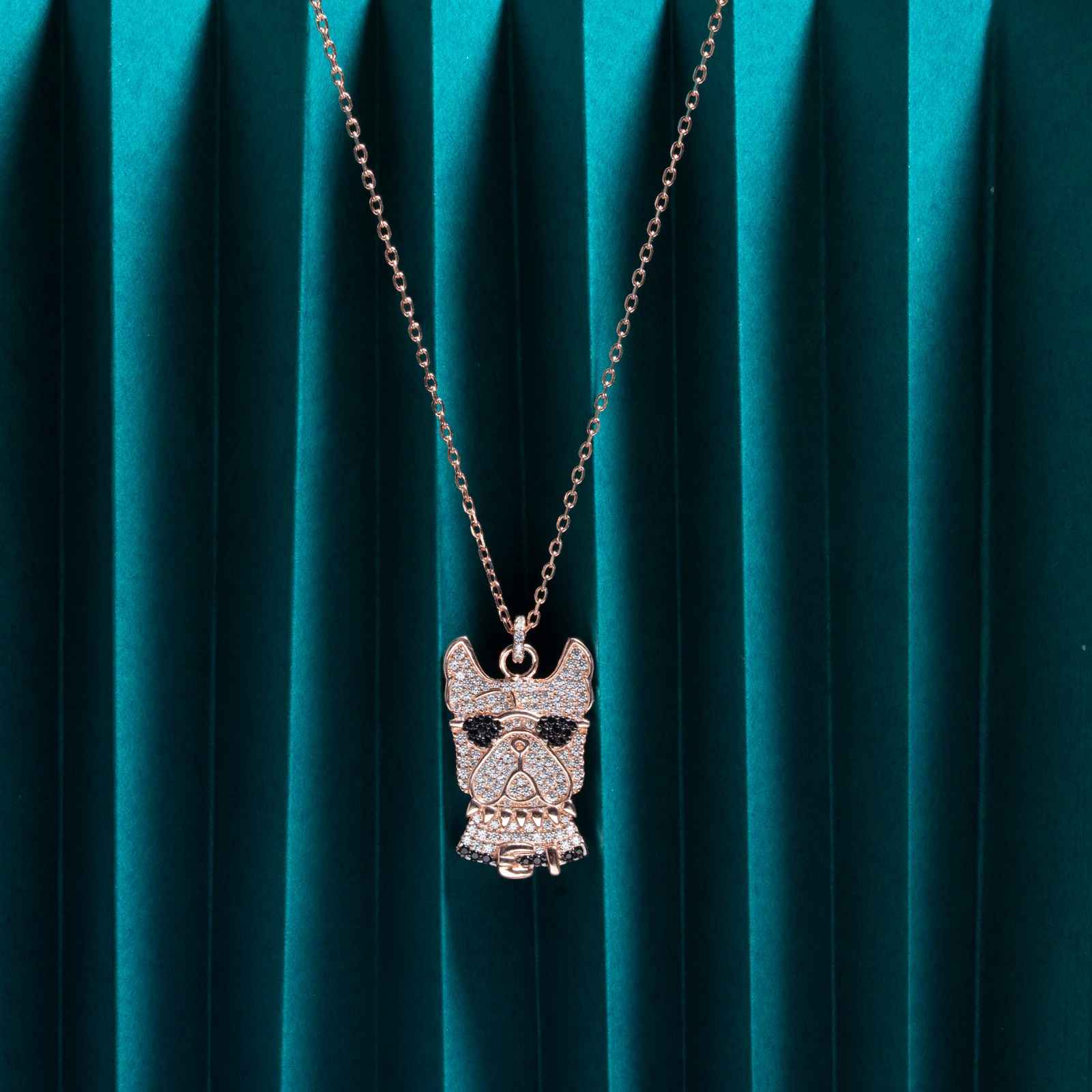 925 Sterling Silver Rose Gold Plated Owl Pendant Necklace with Cubic Zirconia