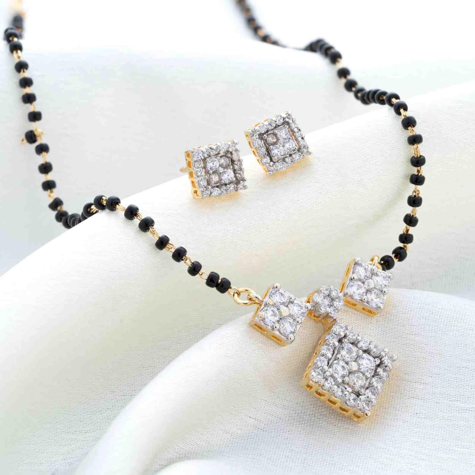 Women’s 925 Sterling Silver Mangalsutra  Earring Set