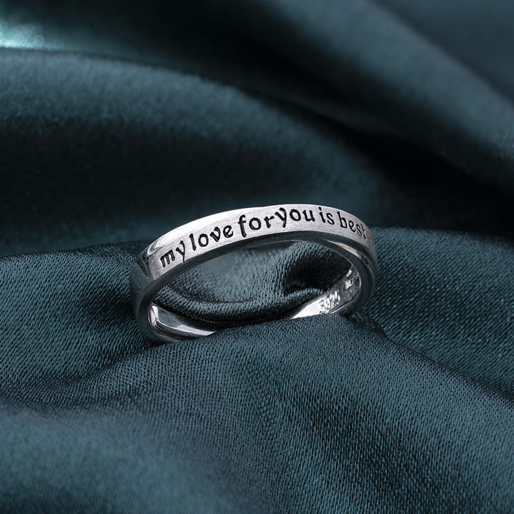 Reegalia “Beyond Words” 925 Silver Adjustable Engraved Love Ring