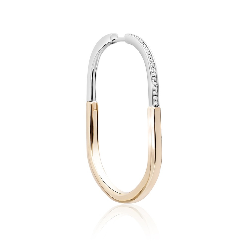 Reegalia Dual-Tone Oval Hoop Earrings – 925 Silver