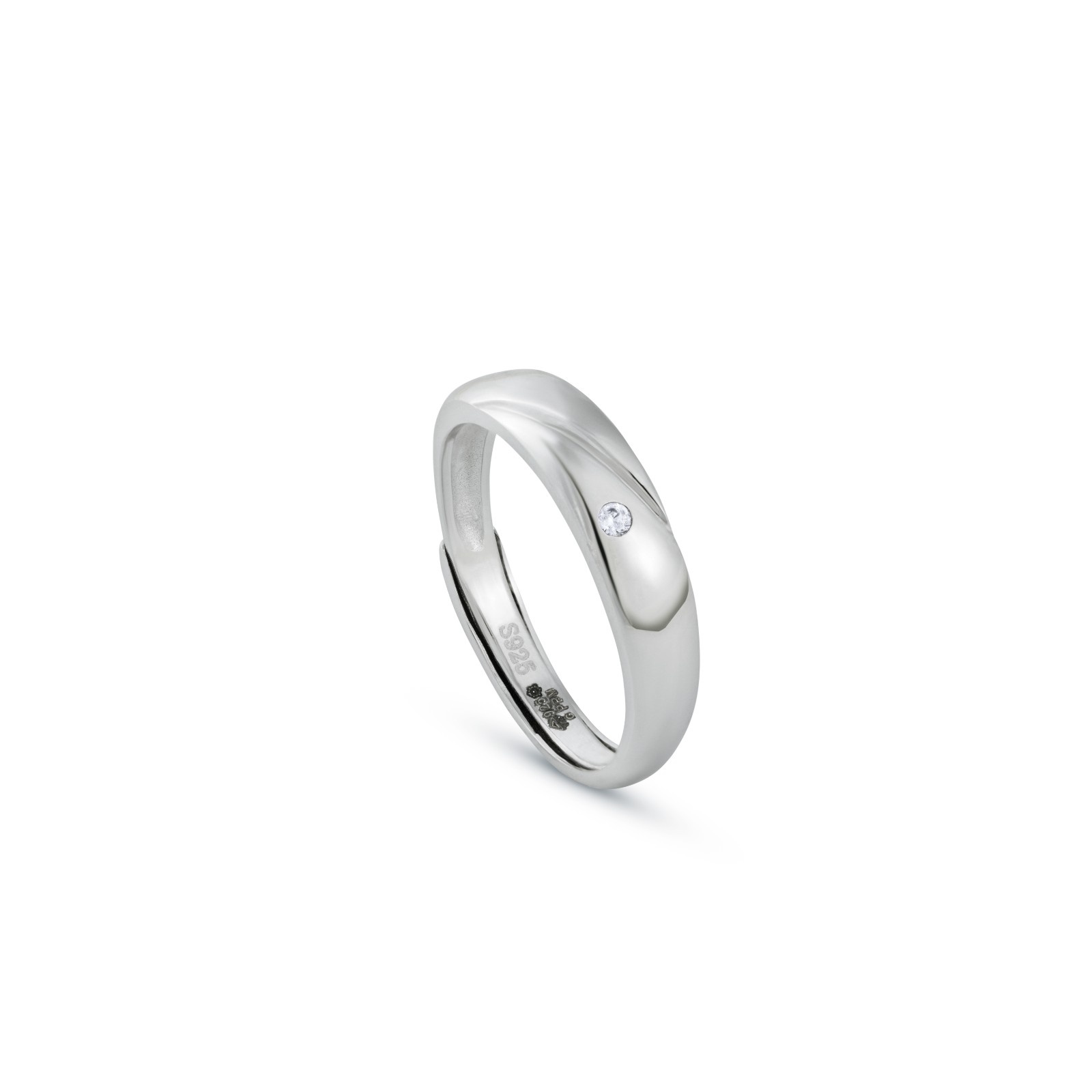Reegalia Minimal Solitaire 925 Sterling Adjustable   Silver Ring