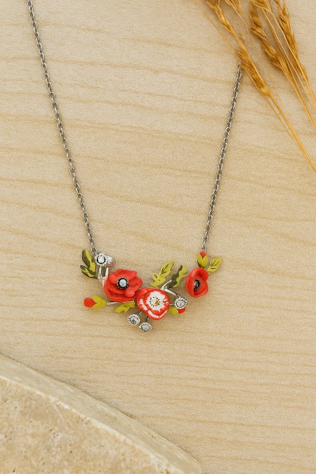 Reegalia Scarlet Garden Necklace – 925 Silver Enamel Chain