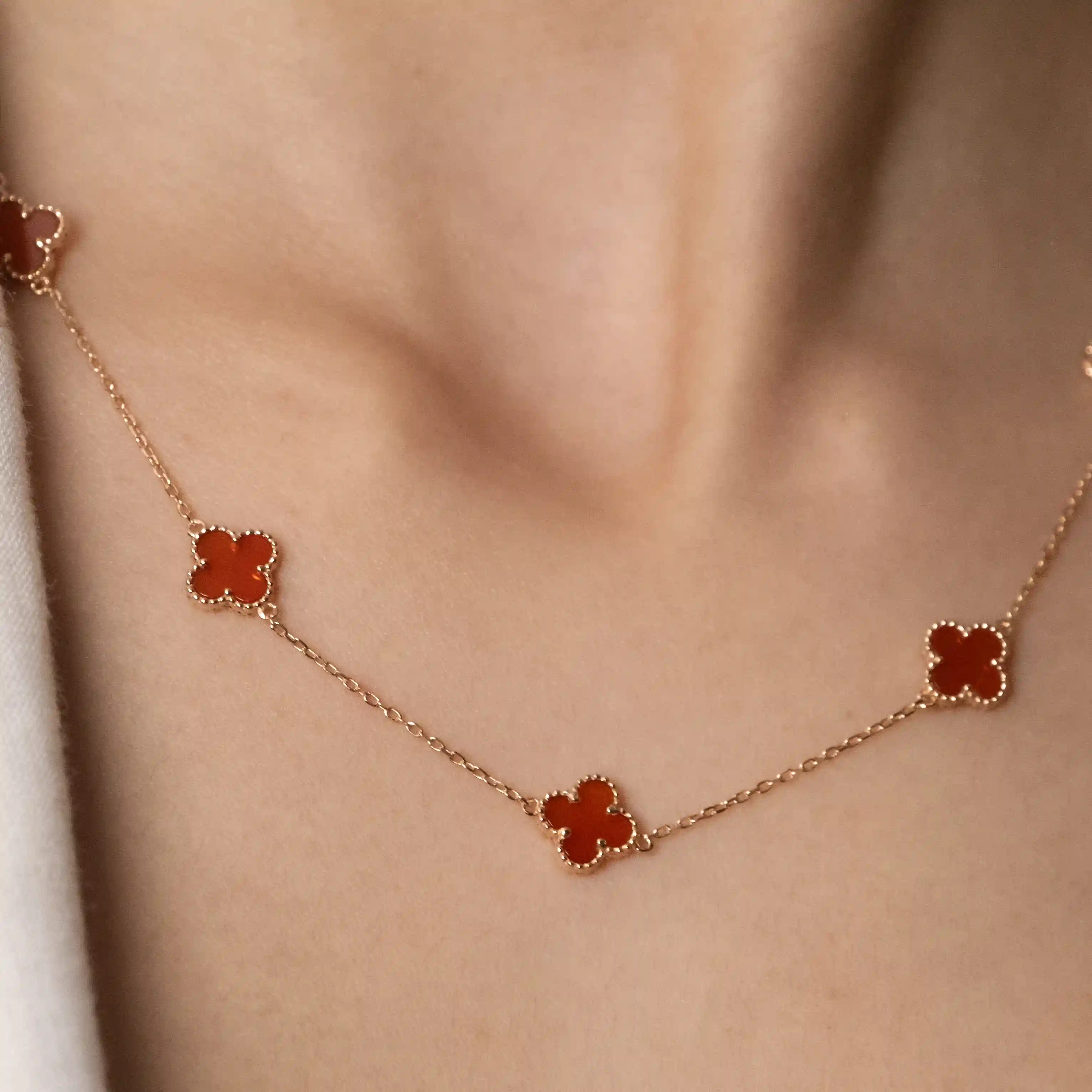 Reegalia Royale Clover Station Necklace – 925 Silver Gold-Plated