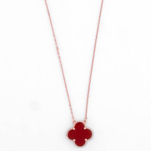 Reegalia Scarlet Clover Pendant – 925 Silver Gold-Plated Necklace