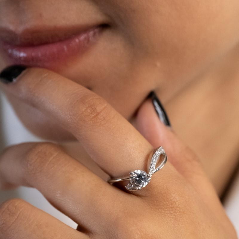 Reegalia Celeste Twist 925 Silver Solitaire Ring