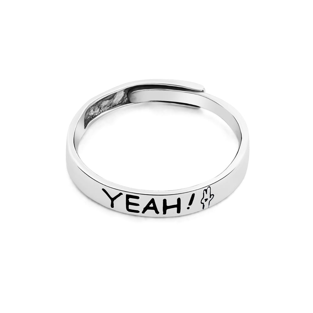 Reegalia “YEAH!” 925 Sterling Silver Adjustable  Statement Ring