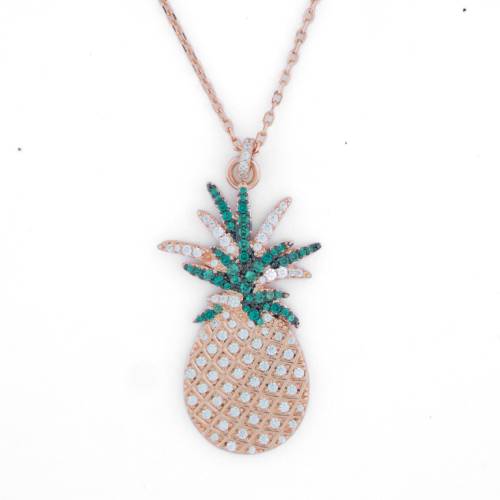 Reegalia Pineapple Bliss Chain Pendant – 925 Silver with Gold Finish